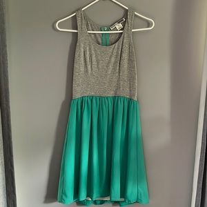 teal and gray dress
